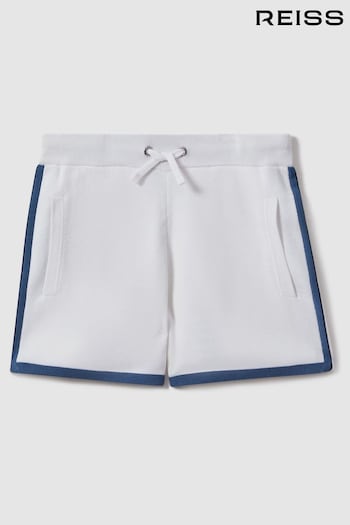 Reiss White Heddon Teen Knitted Drawstring Shorts (N25300) | £42
