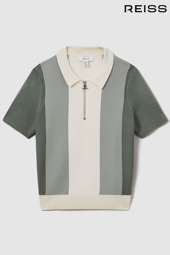Reiss Sage Milton Teen Half-Zip Striped Polo Shirt (N25302) | £46