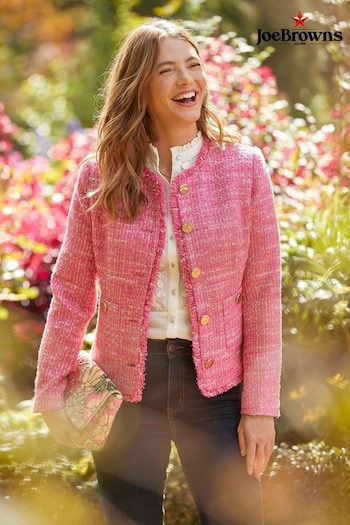 Joe Browns Pink Textured Tweed Collarless Jacket (N25335) | £85