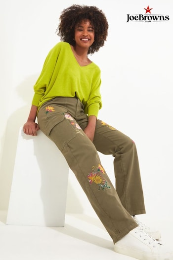 Joe Browns Green Floral Embroidered Cargo Trousers (N25347) | £60