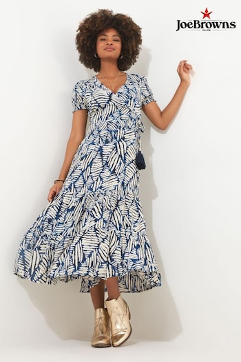 Joe Browns Blue Fern Print Crinkle Midi Dress (N25363) | £55
