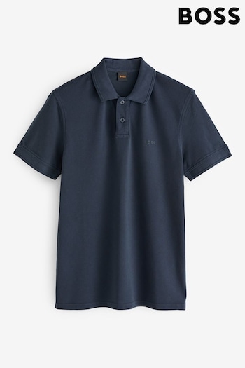 BOSS Blue Cotton Pique Polo Shirt (N25371) | £79