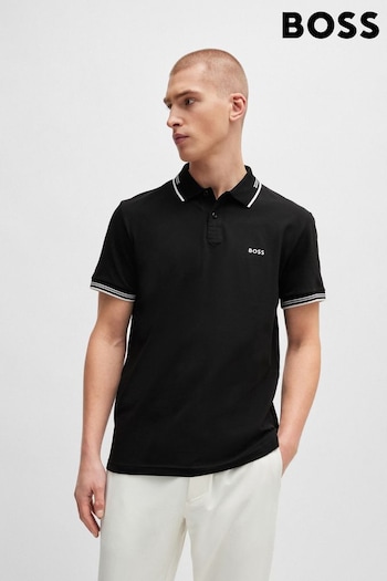 BOSS Black Tipped Slim Fit Stretch Cotton Polo Shirt (N25388) | £89
