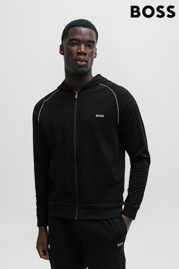 BOSS Black Logo-Detail Zip-Up Hoodie In Stretch Cotton (N25390) | £69