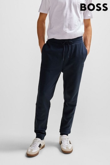 BOSS Navy Blue Logo Patch Cotton Terry Joggers (N25392) | £119