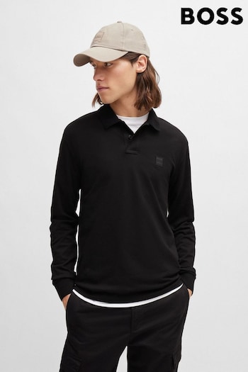 BOSS Black Logo Patch Long Sleeve Polo logo-badge Shirt (N25405) | £89