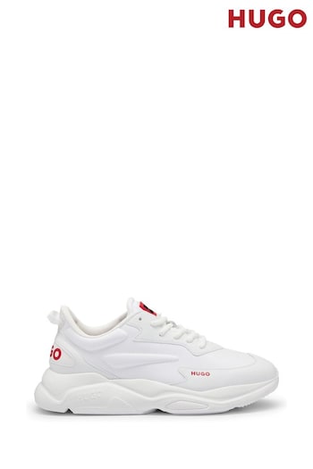HUGO Mixed Material White Trainers With Faux Leather (N25408) | £169