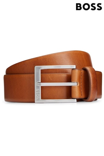 BOSS Brown Squared-Buckle Belt In Italian Leather (N25422) | £79