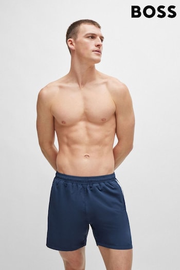 BOSS Blue Swim Shorts With Logo And Stripe (N25425) | £59