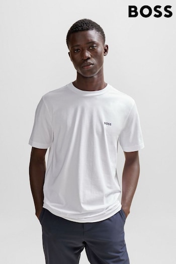 BOSS White Contrast-Logo T-Shirt In Stretch Cotton (N25426) | £45