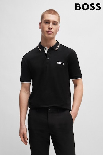 BOSS Black Contrast Logo Polo Shirt in a Cotton Blend (N25429) | £99