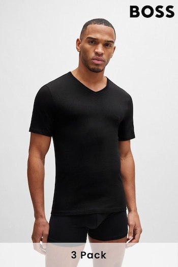 BOSS Black V-Neck Cotton Jersey T-Shirts 3 Pack (N25430) | £45