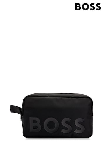 BOSS Black Logo-Detail Washbag In Recycled Material (N25434) | £89
