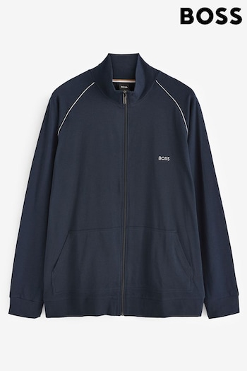 BOSS Dark Blue Zip Up Stretch Cotton Sweatshirt (N25439) | £59