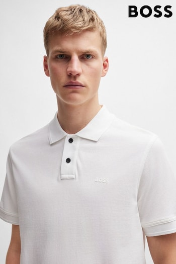 BOSS White Cotton Piqué Polo Shirt (N25441) | £79