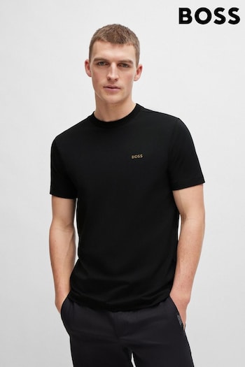 BOSS Black/Gold Logo Contrast Logo Stretch Cotton T-Shirt (N25452) | £45