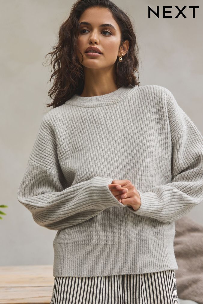 Womens Grey Jumpers Grey Plain Printed Jumpers Next
