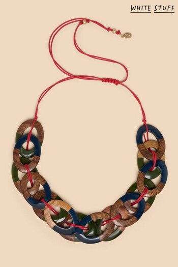 White Stuff Green Thea Wood Resin Link Necklace (N25507) | £22.50