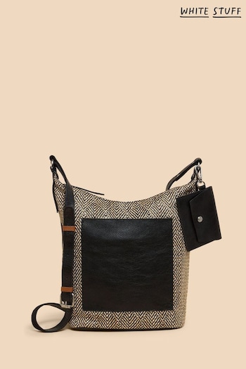 White Stuff Black Fern Leather Crossbody Bag (N25510) | £65