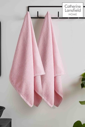 Catherine Lansfield Pink Quick Dry Cotton Bath Sheet Pair (N25579) | £18