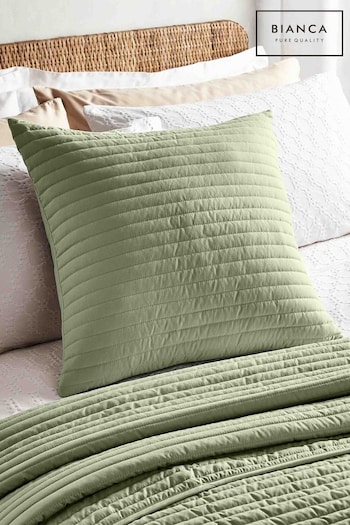 Bianca Sage Green Quilted Lines Cushion (N25585) | £20