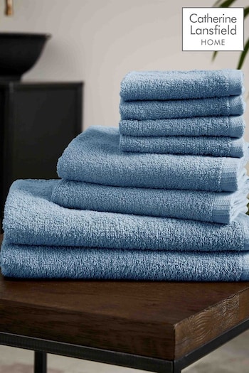 Catherine Lansfield Blue Quick Dry Cotton 8 Piece Towel Set (N25589) | £20