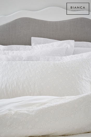 Bianca White French Knot Jacquard Cotton Pair Oxford Pillowcase (N25592) | £25