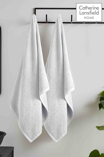 Catherine Lansfield White Quick Dry Cotton Bath Sheet Pair (N25598) | £18
