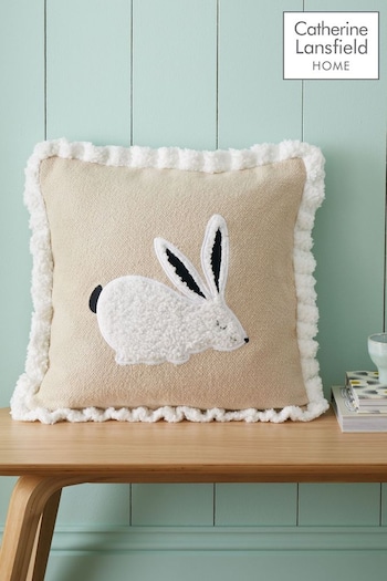 Catherine Lansfield Natural Country Hare Applique Cushion (N25630) | £18
