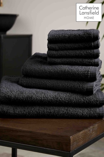 Catherine Lansfield Black Quick Dry Cotton 8 Piece Towel Set (N25635) | £20