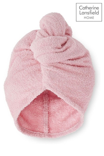 Catherine Lansfield Pink Quick Dry Cotton 2 Pack Turbie Head/Hair Towel (N25636) | £10