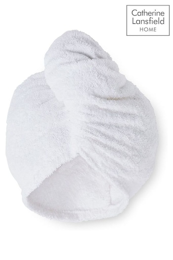 Catherine Lansfield White Quick Dry Cotton 2 Pack Turbie Head/Hair Towel (N25637) | £10