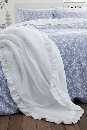 Bianca White Soft Washed Frill 220x230cm Bedspread (N25651) | £40