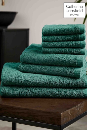 Catherine Lansfield Forest Green Quick Dry Cotton 8 Piece Towel Set (N25653) | £20