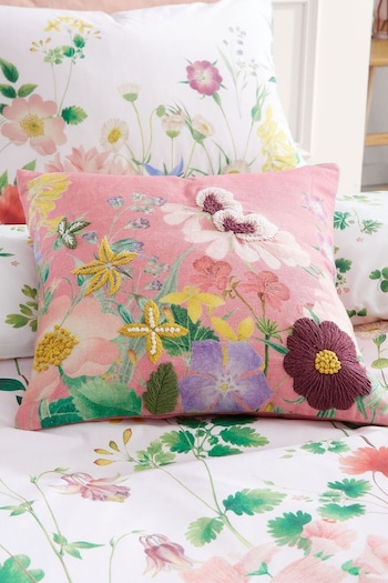 RHS Pink Botanical Cottage Meadow Cushion (N25662) | £30