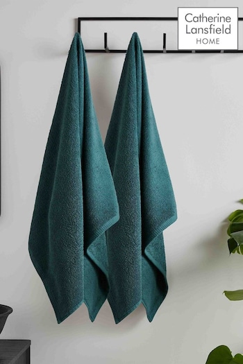 Catherine Lansfield Forest Green Quick Dry Cotton Bath Sheet Pair (N25670) | £18