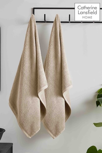 Catherine Lansfield Natural Quick Dry Cotton Bath Sheet Pair (N25672) | £18