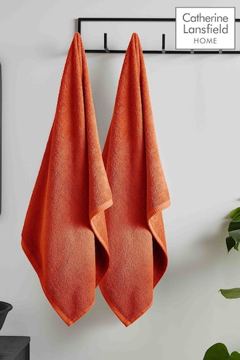 Catherine Lansfield Orange Quick Dry Cotton Bath Sheet Pair (N25684) | £18