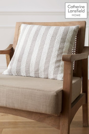 Catherine Lansfield Natural Boucle Stripe Cushion (N25688) | £16
