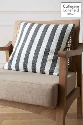 Catherine Lansfield Charcoal Grey Boucle Stripe Cushion (N25696) | £16