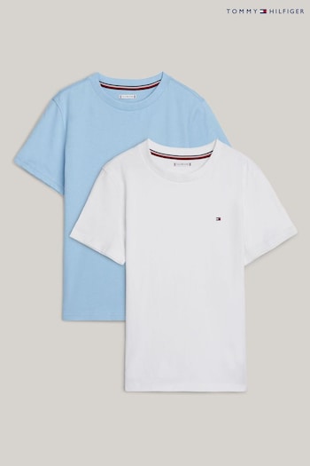 Tommy AW0AW14221 Hilfiger Blue Cotton T-Shirts 2 Pack (N25701) | £32