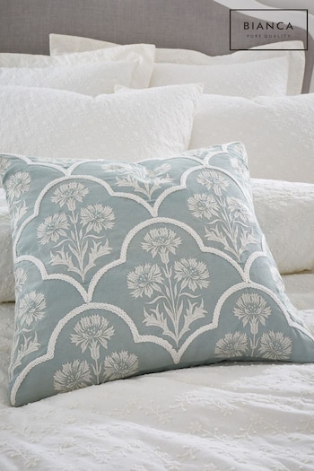 Bianca Duck egg Blue Provence Floral Cotton Cushion (N25714) | £30