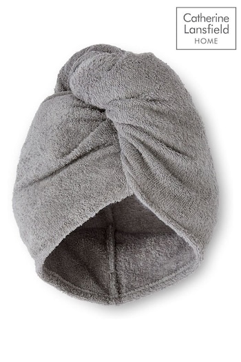 Catherine Lansfield Grey Quick Dry Cotton 2 Pack Turbie Head/Hair Towel (N25715) | £10