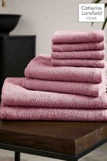 Catherine Lansfield Pink Quick Dry Cotton 8 Piece Towel Set (N25718) | £20
