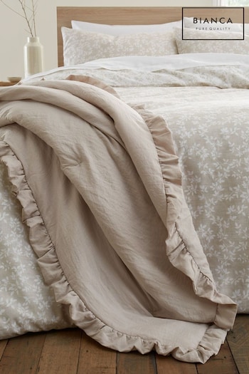 Bianca Natural Soft Washed Frill 220x230cm Bedspread (N25731) | £40