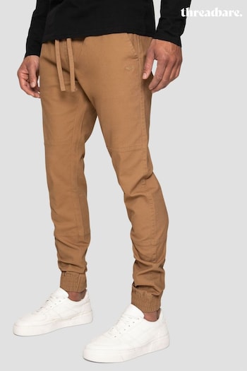 Threadbare Brown Slim Fit Cuffed Casual Trousers With Stretch (N25821) | £30