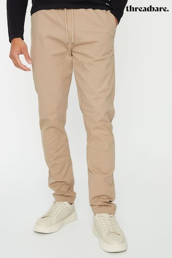 Threadbare Brown Slim Fit Pull-On Chino Trousers (N25824) | £30