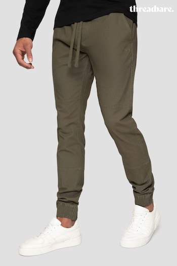 Threadbare Green Slim Fit Cuffed Casual Trousers With Stretch (N25825) | £30