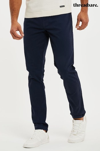 Threadbare Blue Drawcord Chino Trousers With Stretch (N25834) | £26