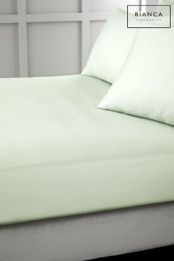 Bianca Green 400 Thread Count Cotton Sateen Fitted Sheet (N25851) | £20 - £35